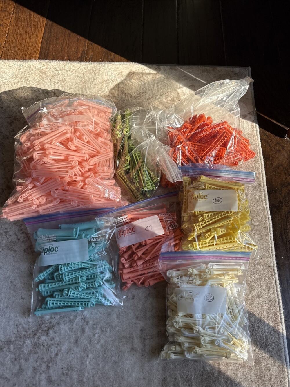 Vintage Perm Rods Lot 600 Pcs Hair Curlers Assorted Colors Sizes Salon Bulk